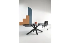Adone tavolo nero/vetro fume' L180 cm