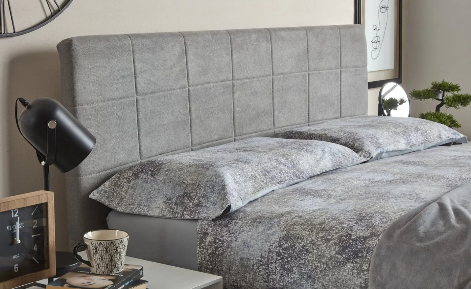 Alba letto matrimoniale contenitore grigio chiaro