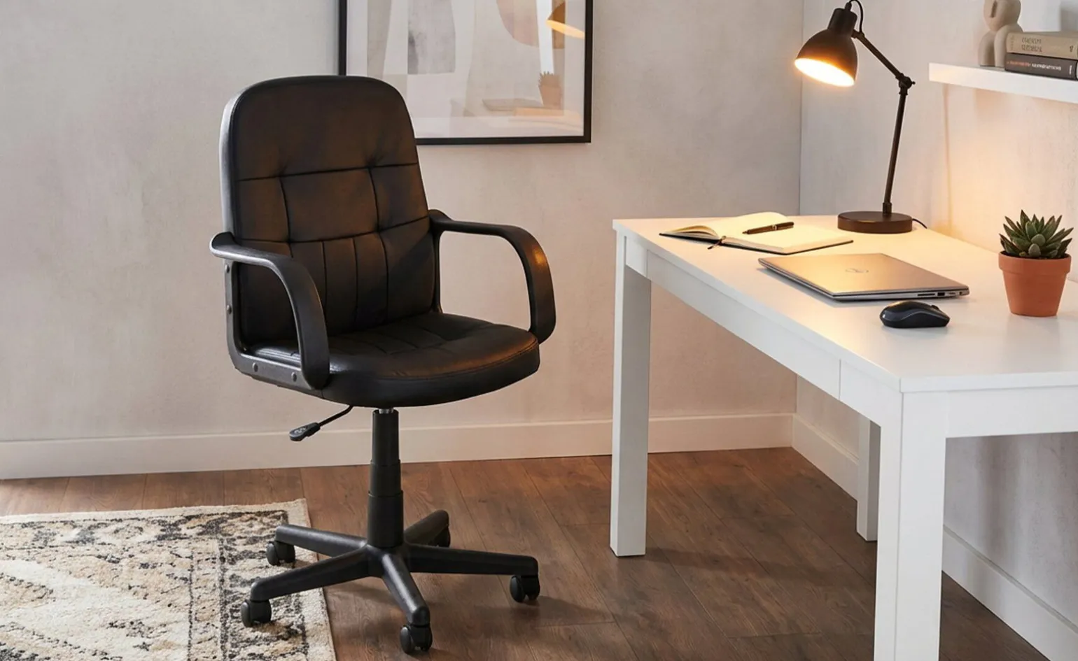 Aldo4 poltrona ufficio in similpelle nera