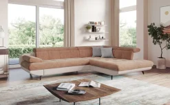 Alice divano angolare cipria con scocche beige