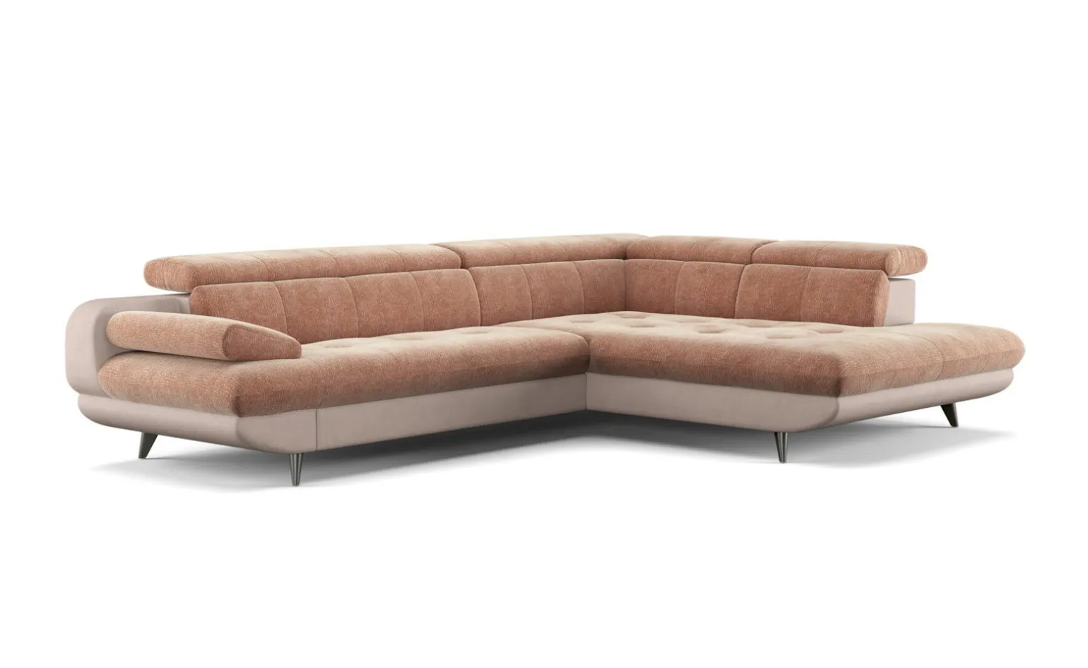 Alice divano angolare cipria con scocche beige