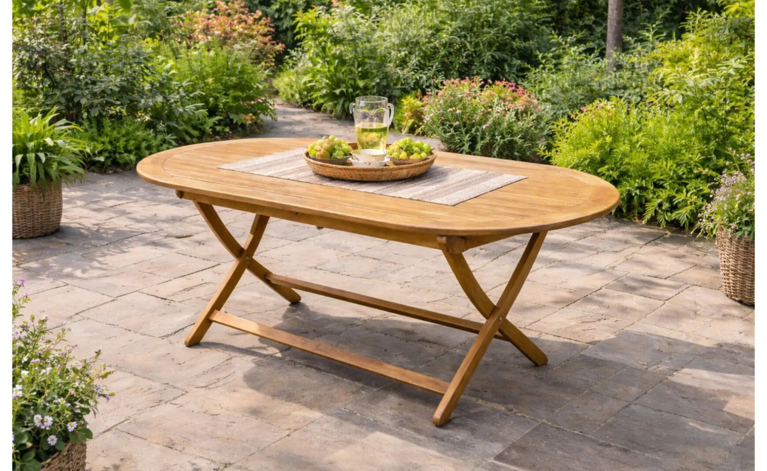 Amalfi tavolo pieghevole in legno di acacia 160x85 cm