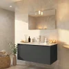 Aria mobile bagno grigio scuro L78 cm con specchio