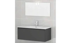 Aria mobile bagno grigio scuro L98 cm con specchio