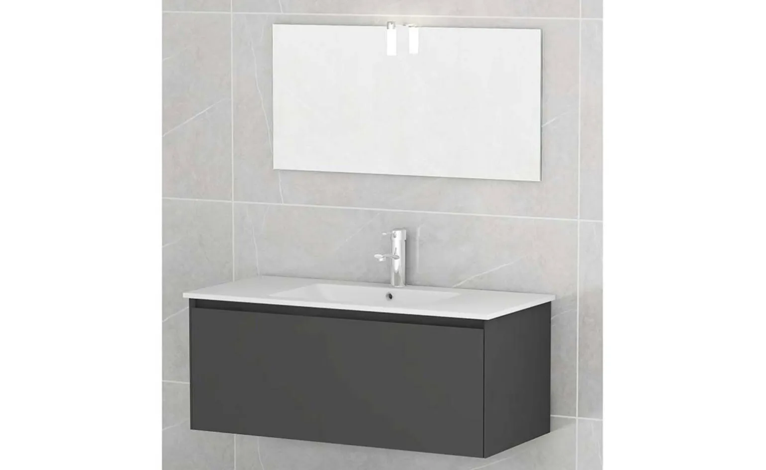 Aria mobile bagno grigio scuro L98 cm con specchio