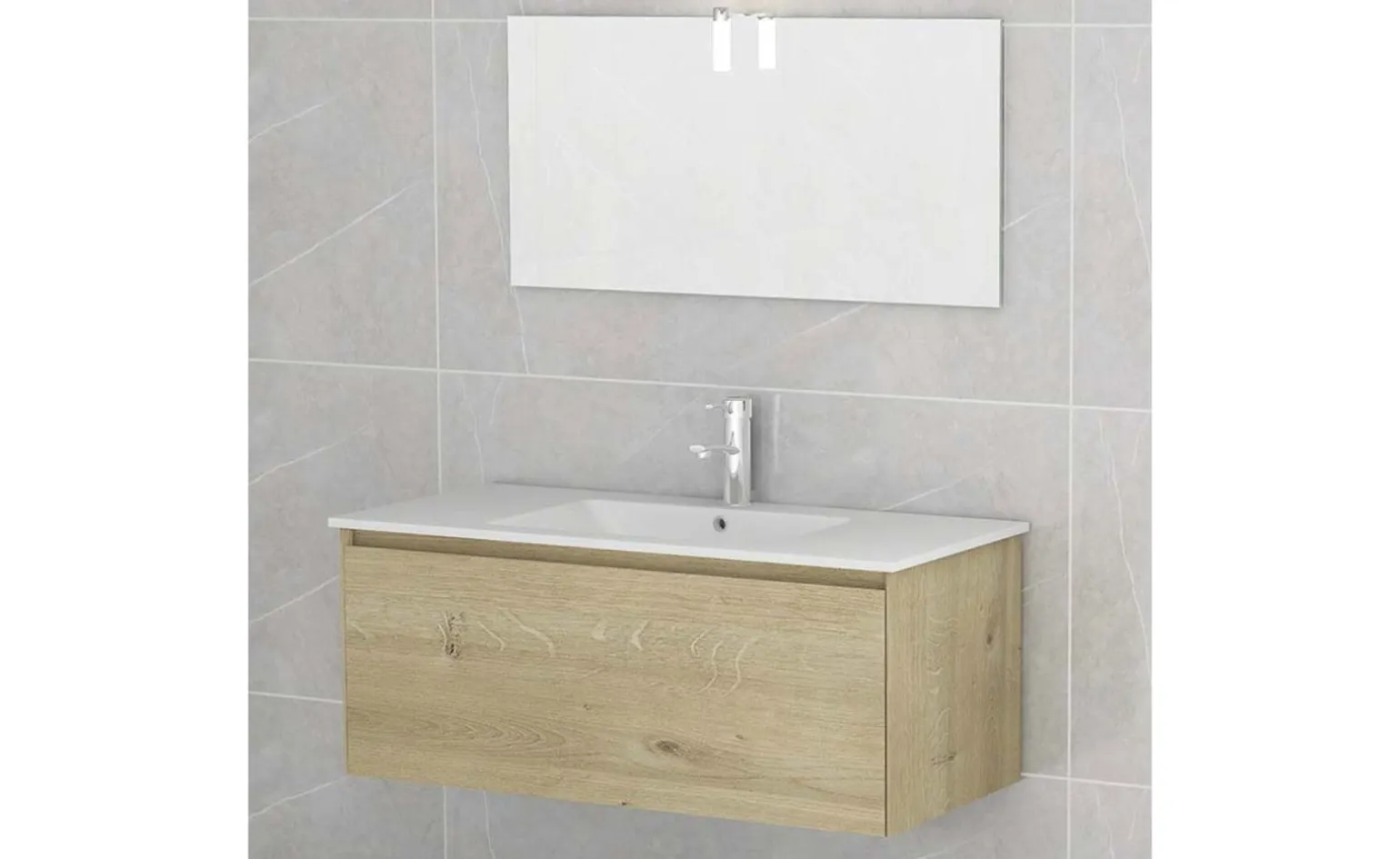 Aria mobile bagno rovere chiaro L98 cm con specchio