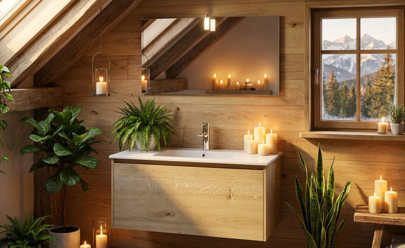 Aria mobile bagno rovere chiaro L98 cm con specchio