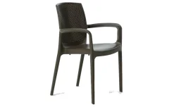 Aria sedia in resina con schienale effetto rattan color moka