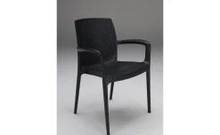 Aria sedia in resina con schienale effetto rattan color antracite