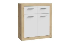 Asti madia 2 ante, 2 cassetti rovere artisan e bianco opaco
