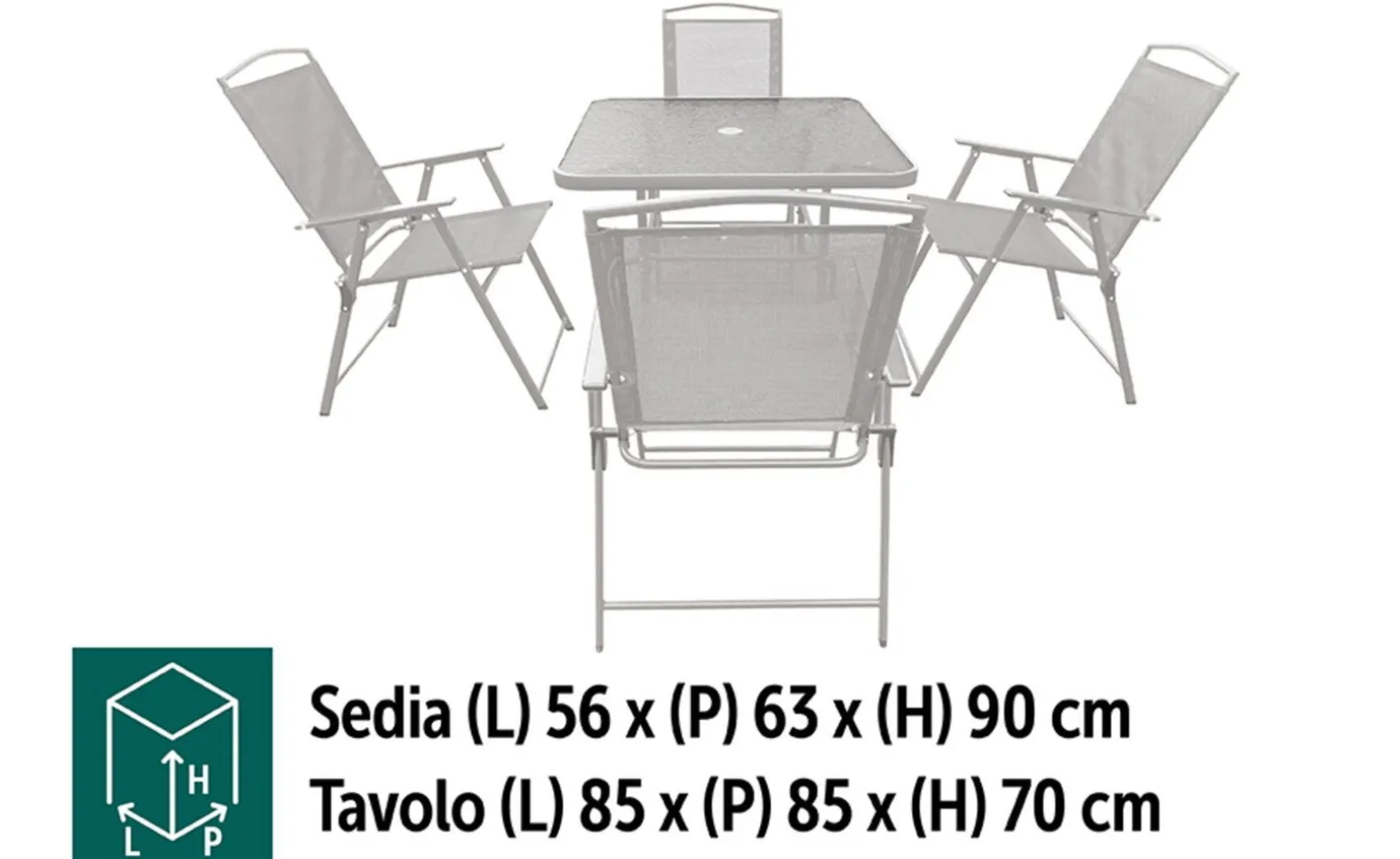 Baltic Set tavolo quadrato e 4 sedie, grigio