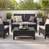Banzai set 2 poltrone, 1 divano, 1 tavolo in rattan - antracite