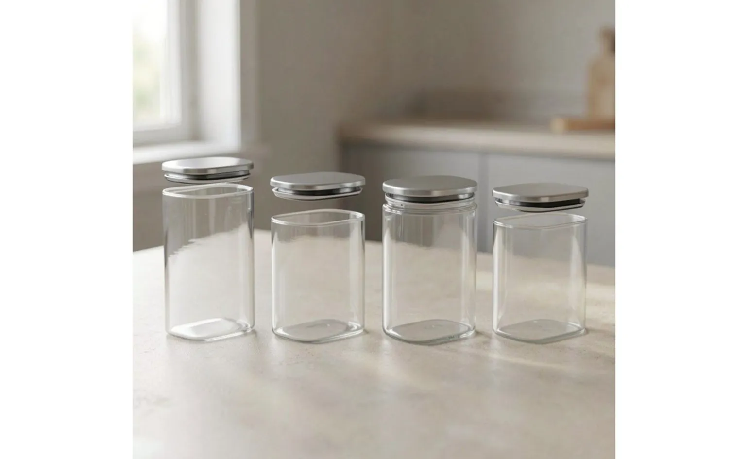 Barattolo cucina in vetro brosilicato con tappo acciaio, 1,8 L
