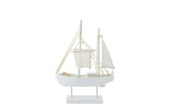 Barca Decorativa in MDF e Corda Bianca