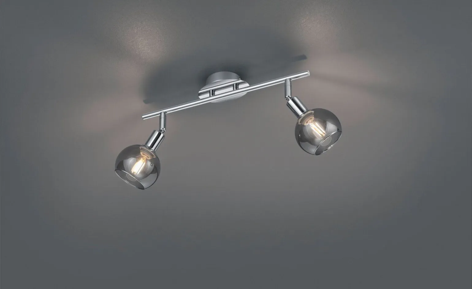 Barra brest 2 luci portalampada E14 cromo fume lunghezza 40 centimetri