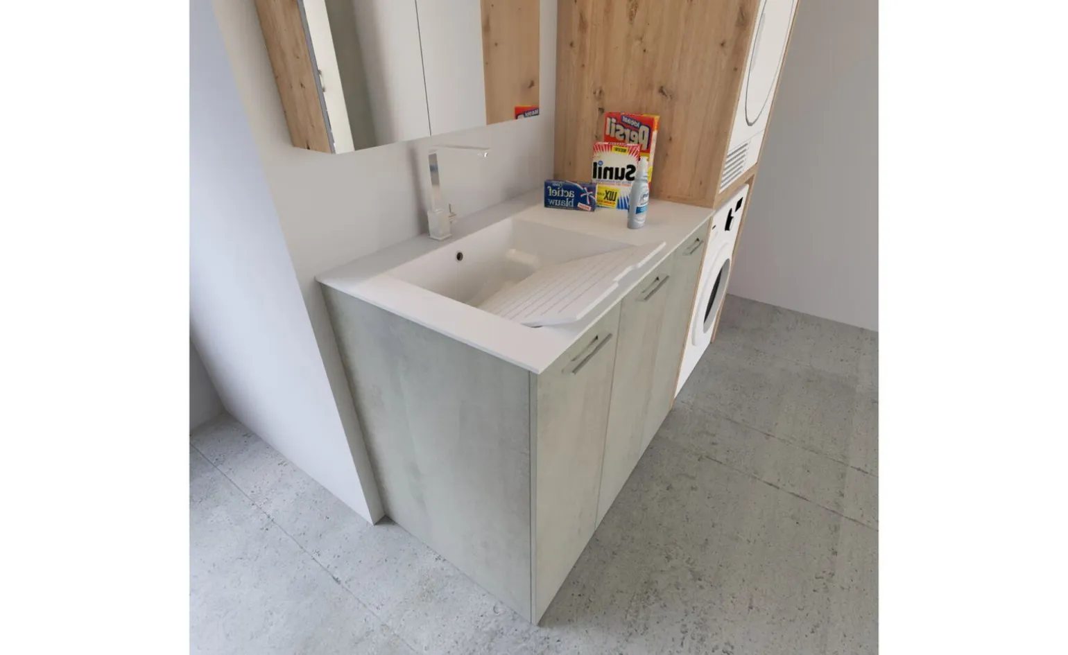 Base 3 ante con lavabo sinistro integrato