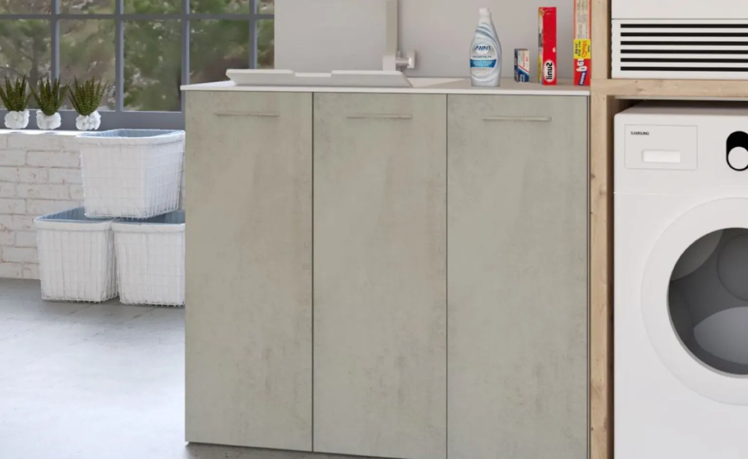 Base 3 ante con lavabo sinistro integrato