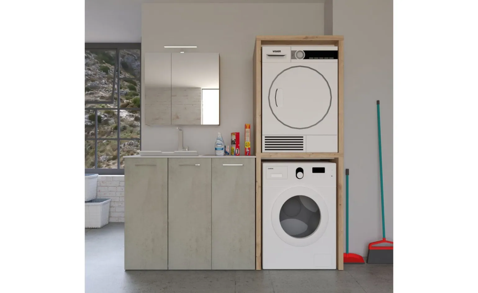Base 3 ante con lavabo sinistro integrato