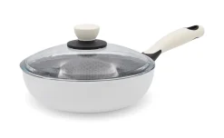 Bee padella alta bianca con coperchio - Ø28 cm