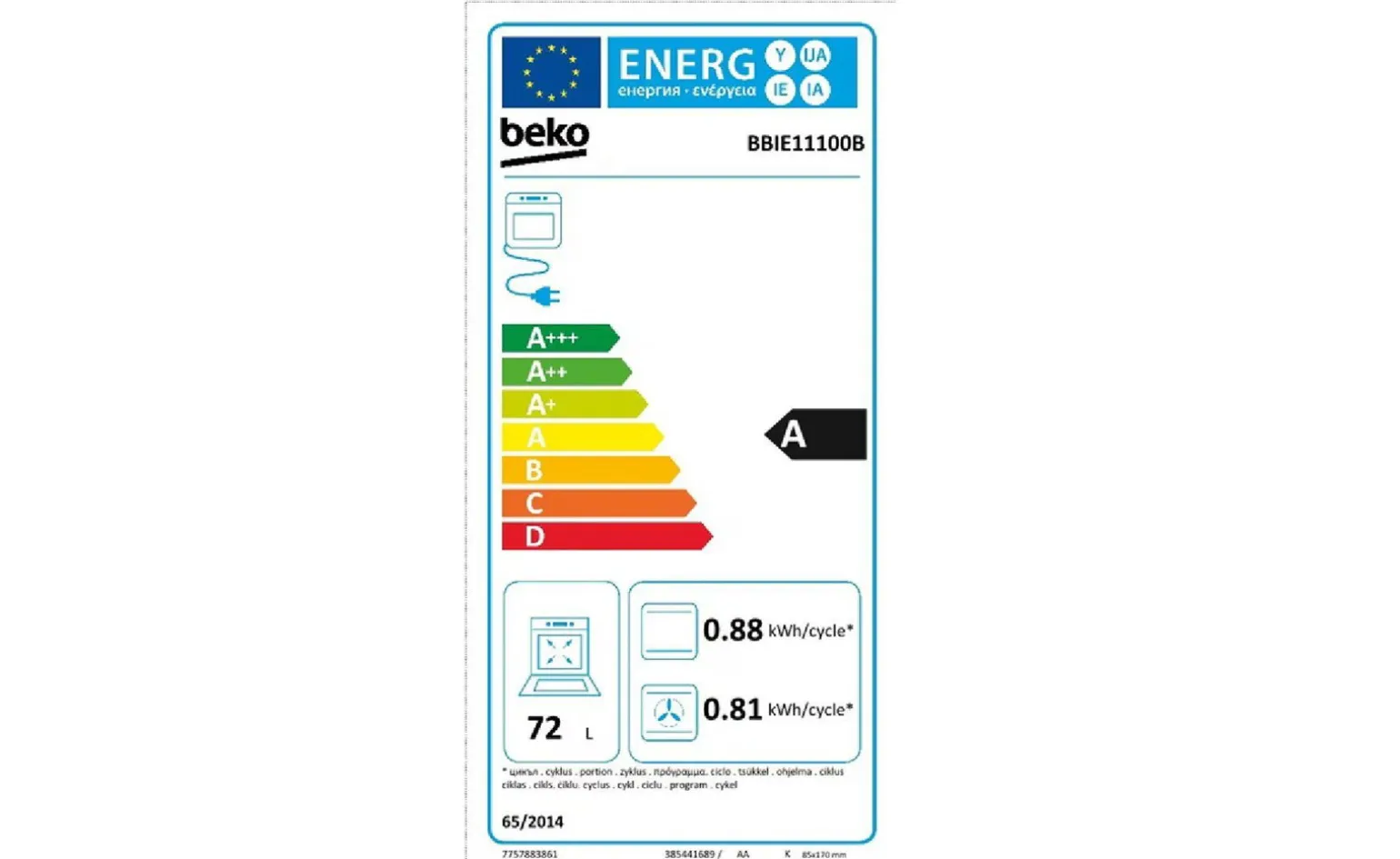 Beko Forno elettrico ventilato BBIE11100B