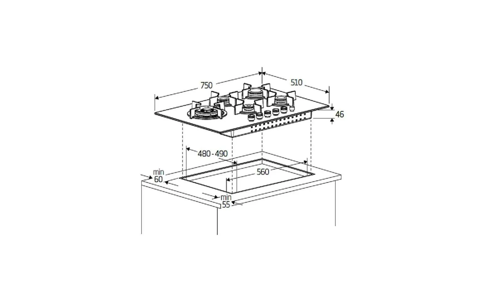 Beko Piano cottura a gas HIAW75225SXE