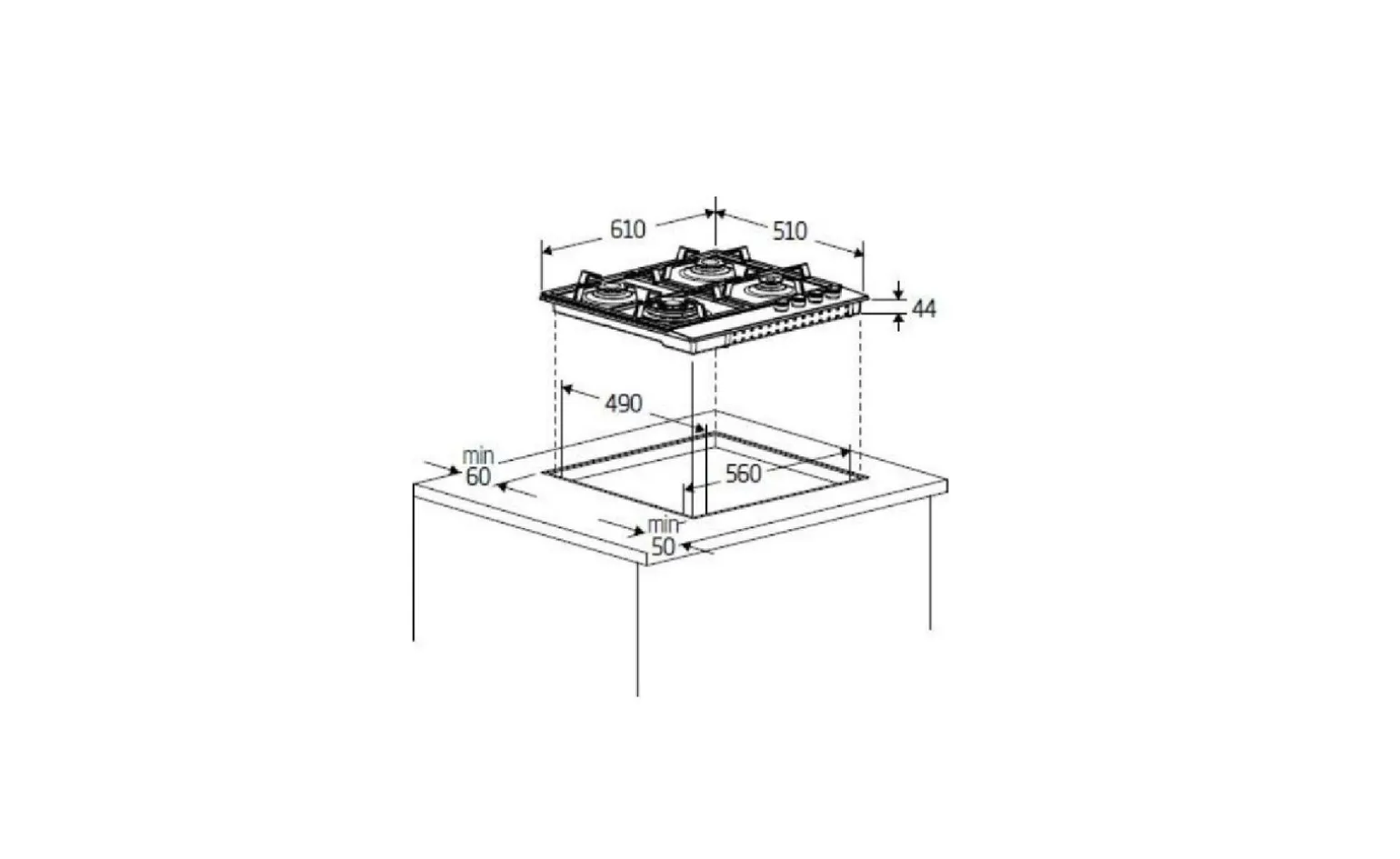 Beko Piano cottura a gas laterale HIGG641C3SX