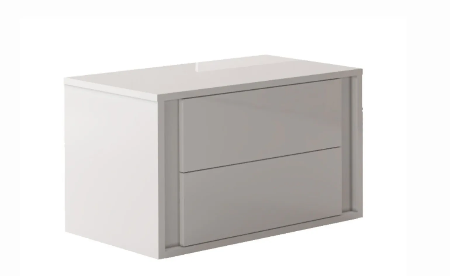 Bella comodino 2 cassetti bianco lucido