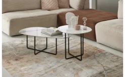 Benny tavolino ellittico bianco in ceramica