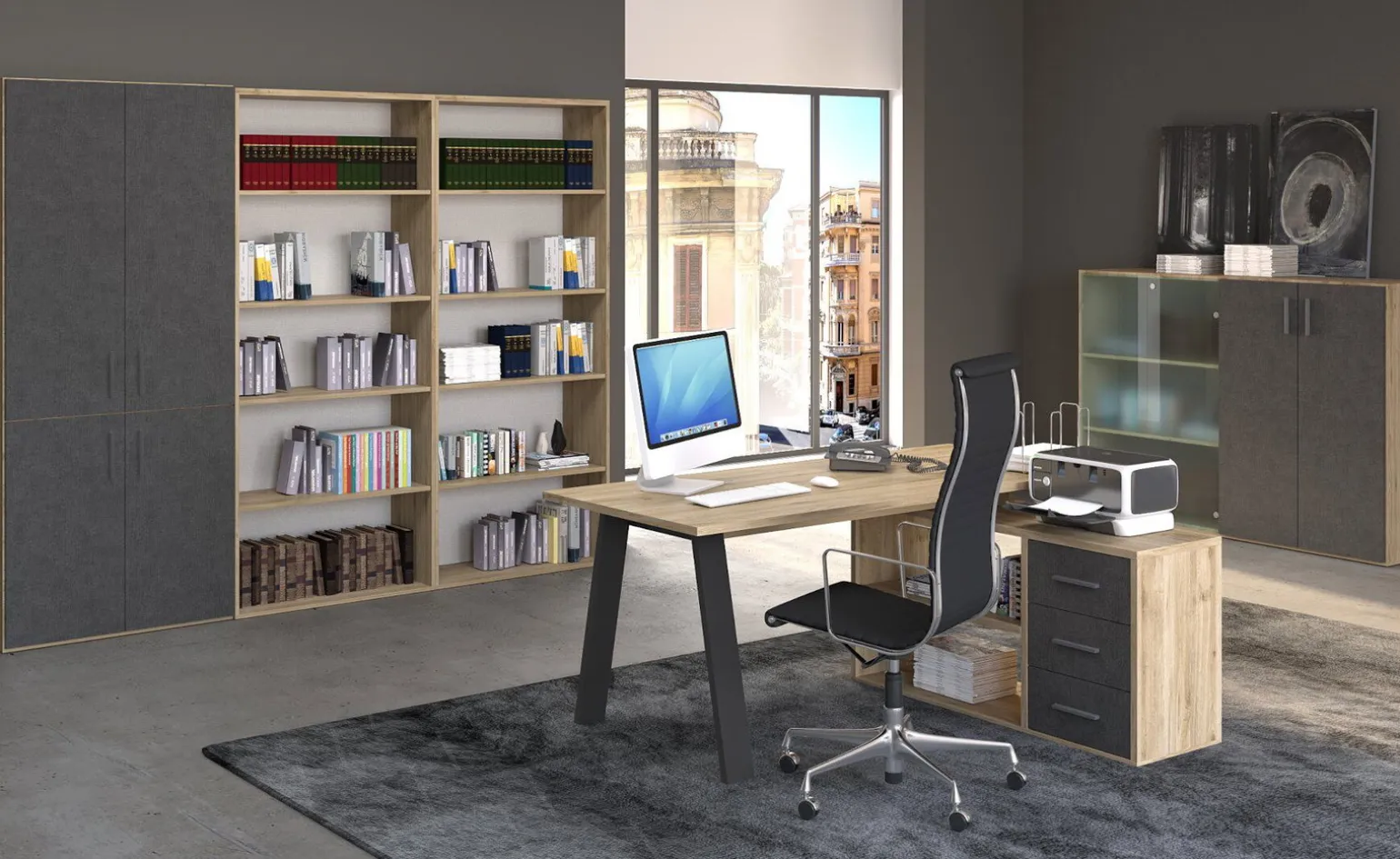 Beta scrivania angolare reversibile rovere scuro l 160 cm