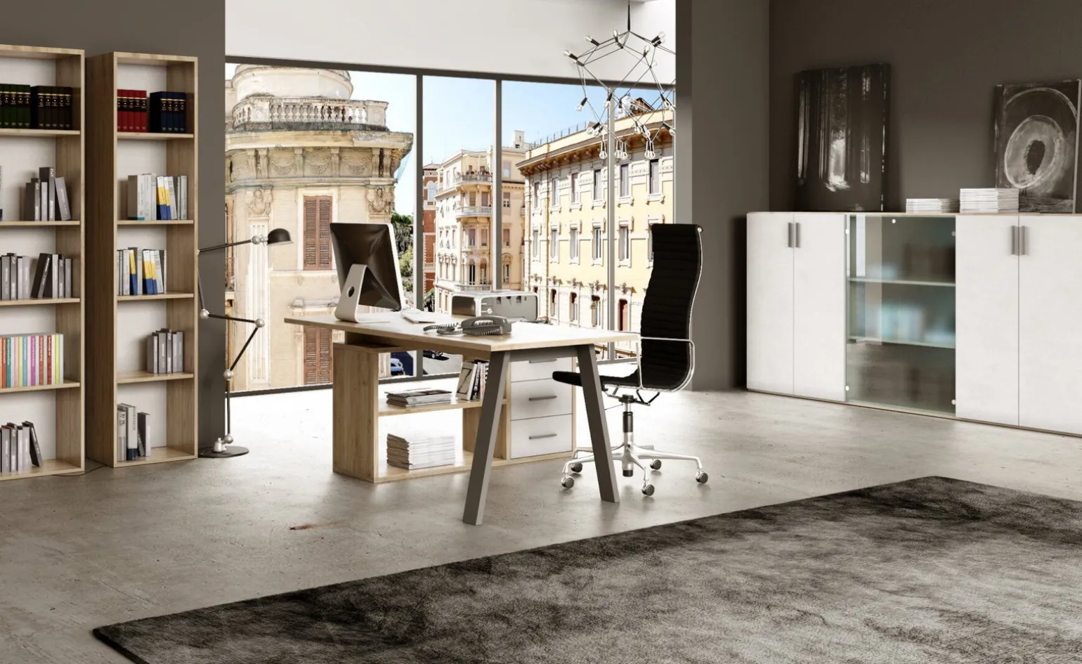 Beta scrivania angolare reversibile rovere chiaro l 160 cm