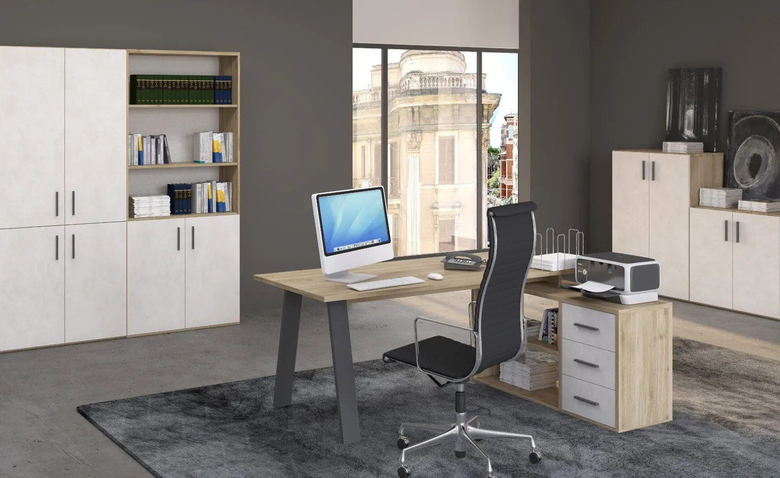 Beta scrivania angolare reversibile rovere chiaro l 160 cm