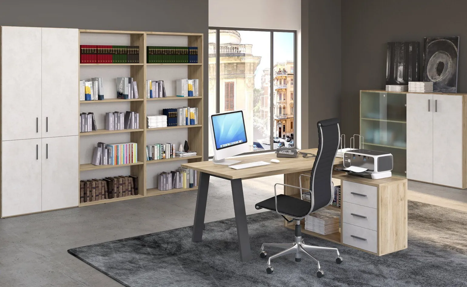 Beta scrivania angolare reversibile rovere chiaro l 160 cm