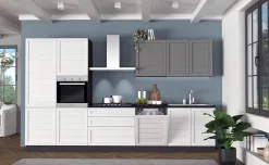 Beverly cucina 360 cm colore bianco e grigio fumo