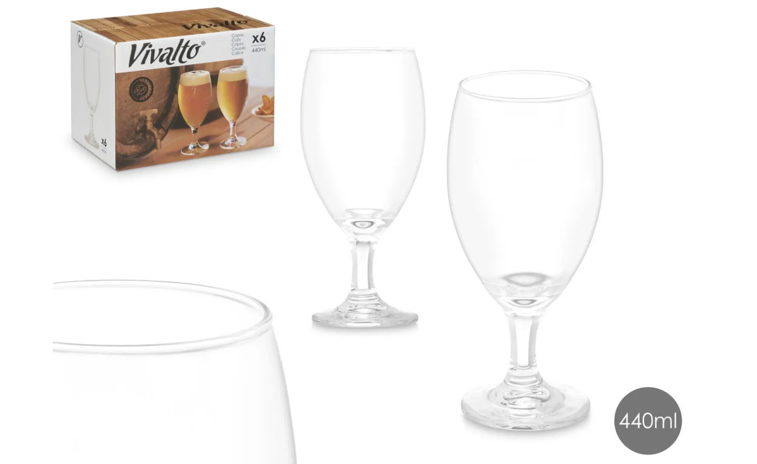 Bicchiere birra in vetro trasparente 440 ml