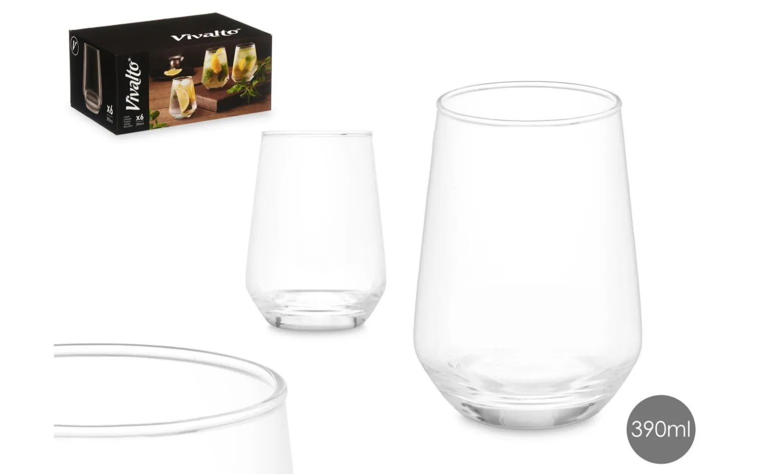 Bicchiere conico in vetro trasparente 390 ml