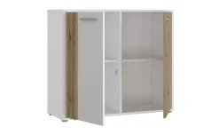 Biella madia 2 ante in nobilitato bianco opaco e rovere artisan