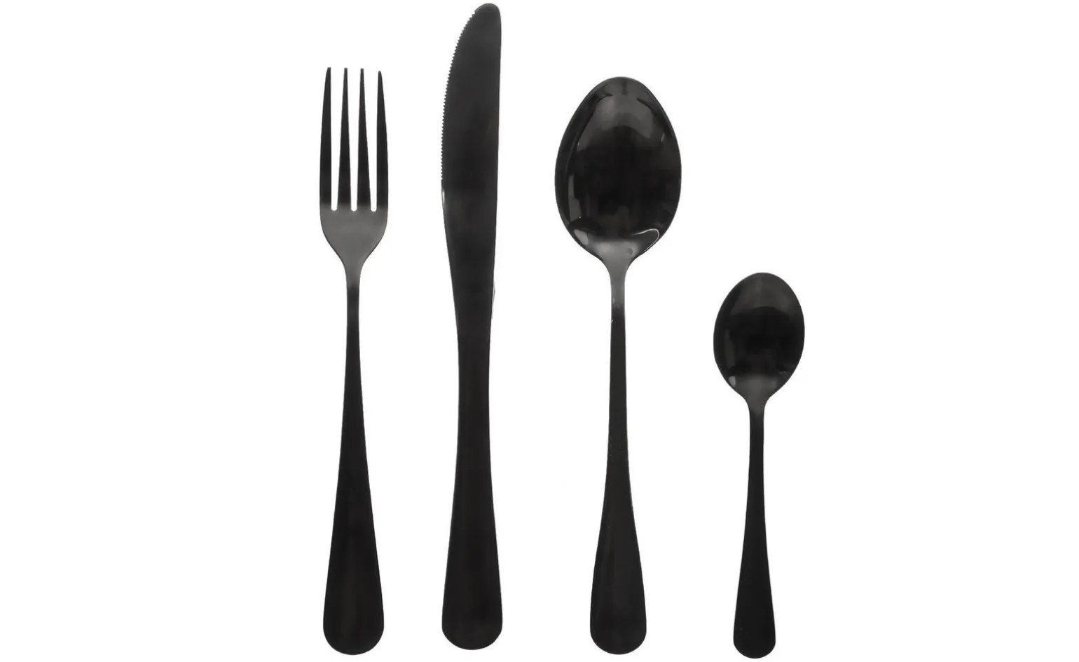 Black servizio 16 posate in acciaio inox nero