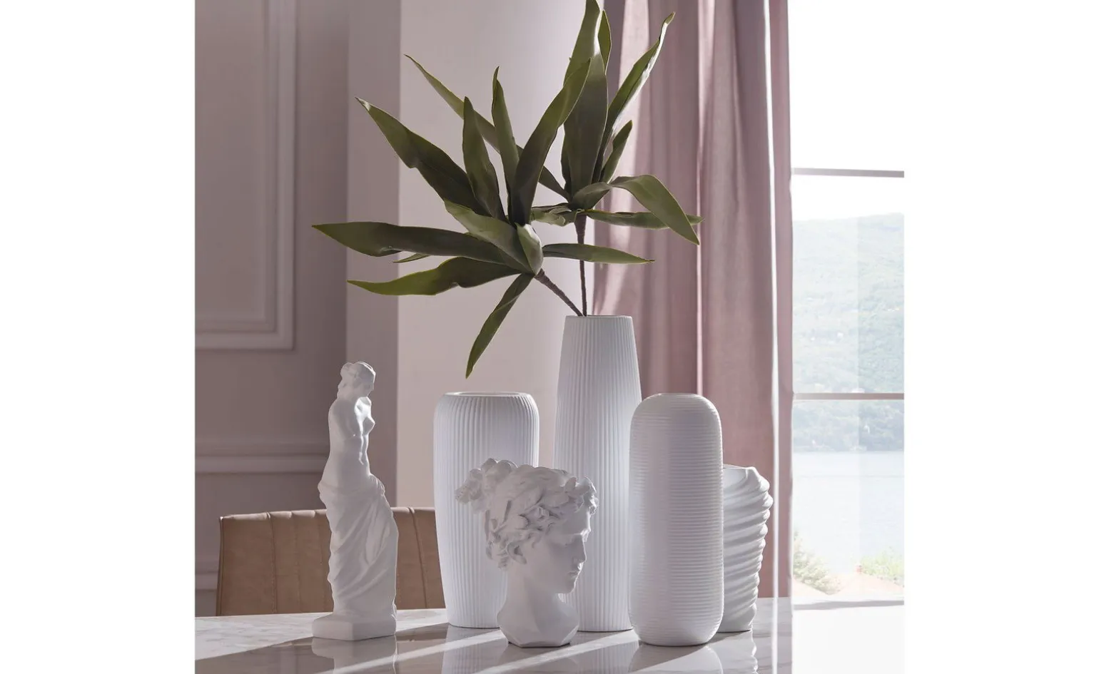 Blanque vaso h35,5 cm in ceramica bianca