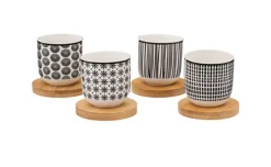 Bohemia set 4 tazzine caffè base legno 100 ml