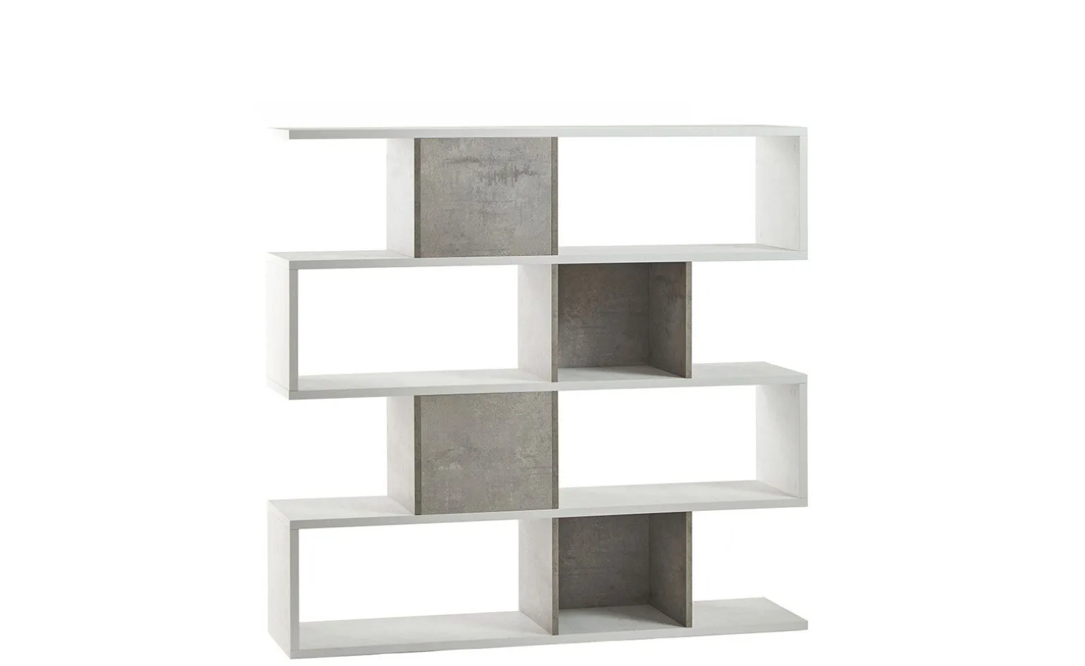 Book libreria a parete ossido bianco/cemento h144 cm