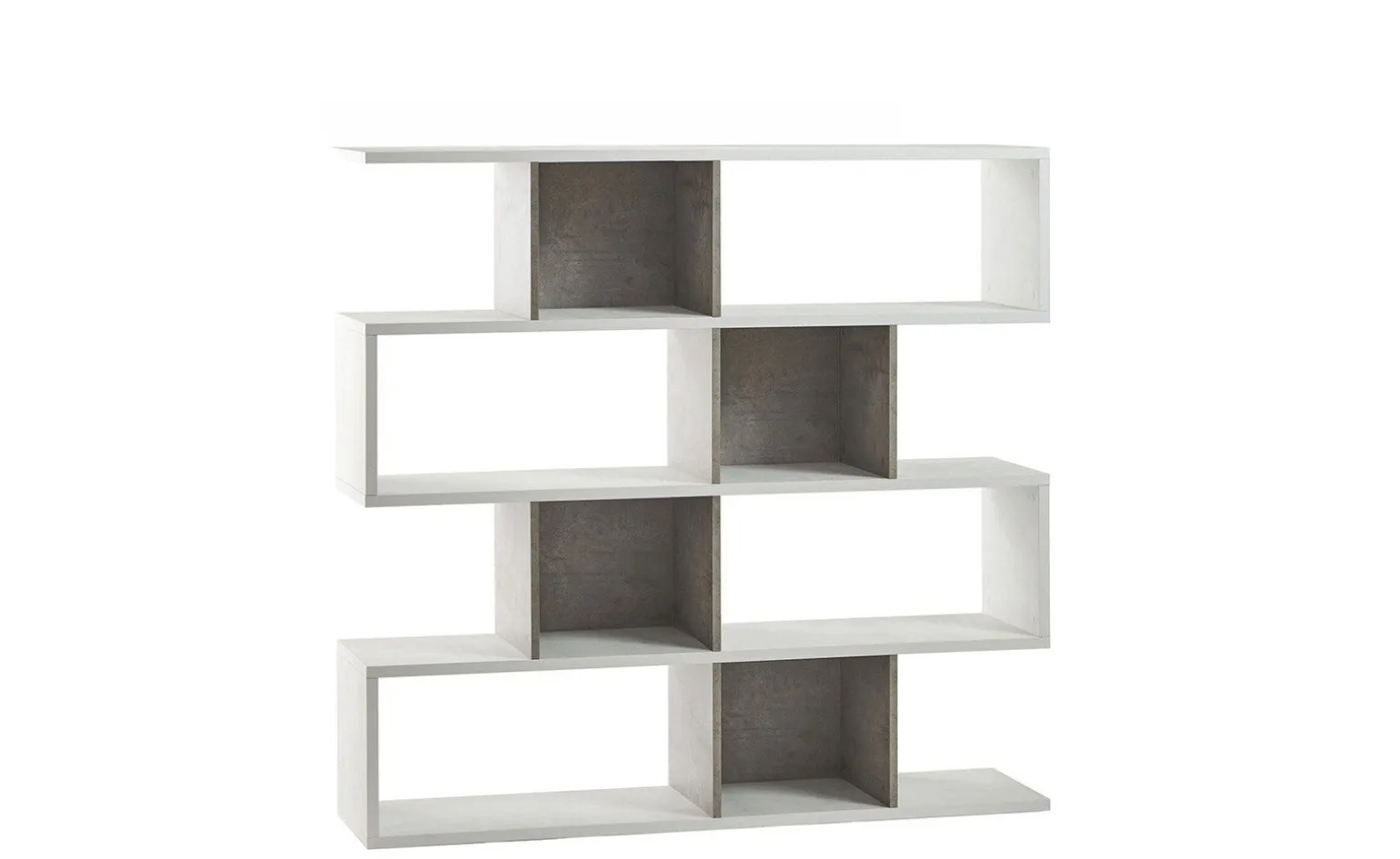 Book libreria a parete ossido bianco/cemento h144 cm