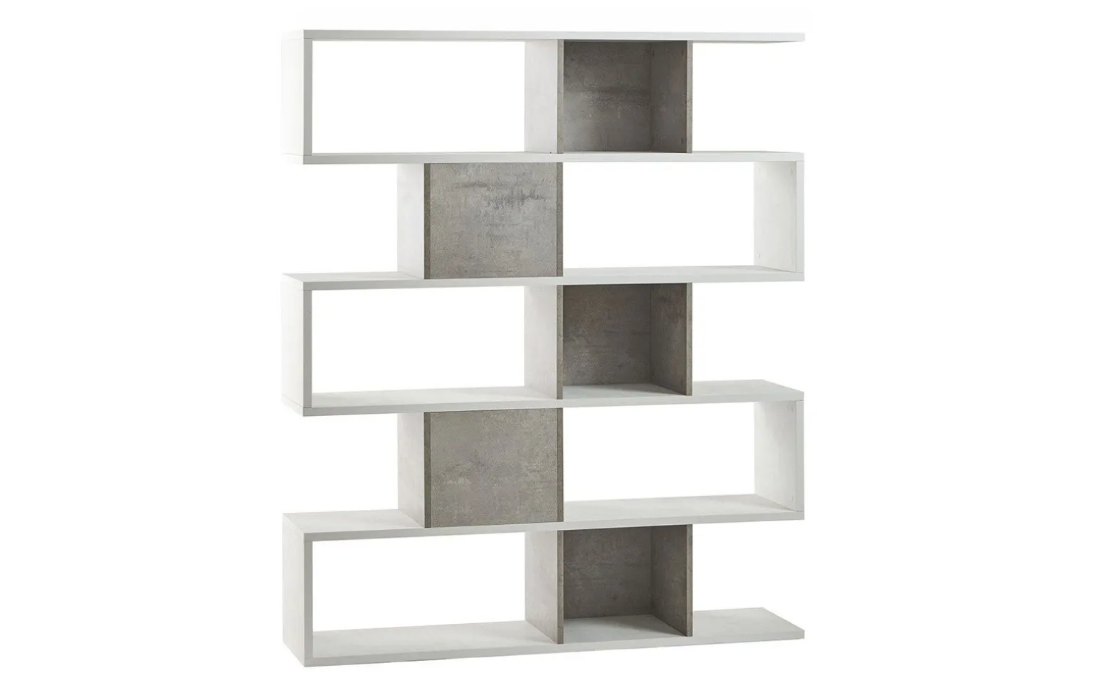 Book libreria a parete ossido bianco/cemento h180 cm