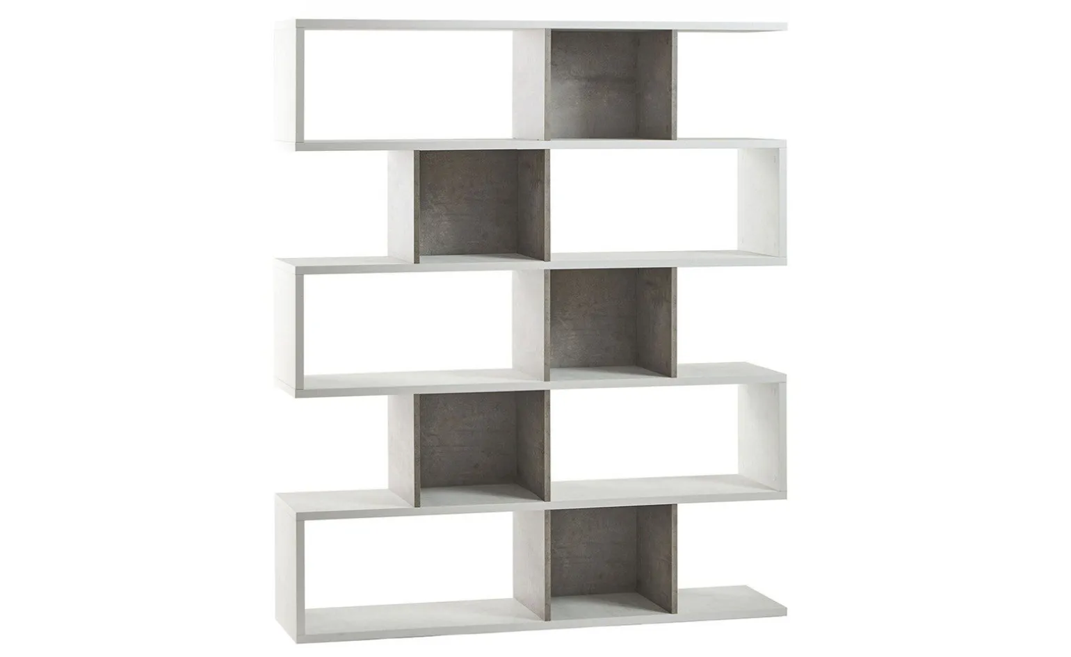 Book libreria a parete ossido bianco/cemento h180 cm