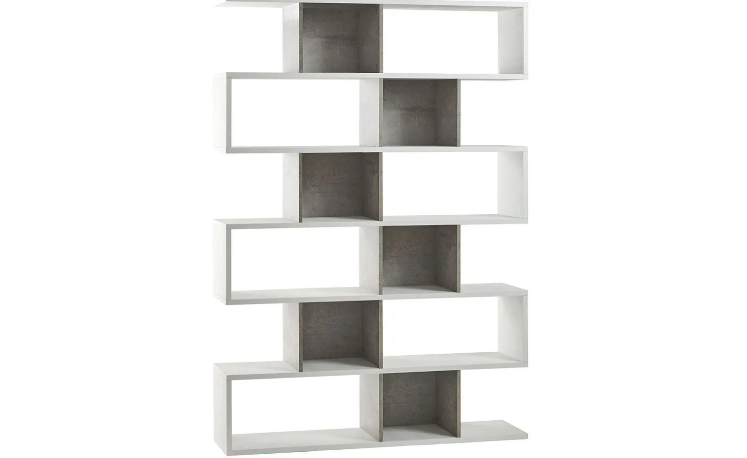 Book libreria a parete ossido bianco/cemento h215 cm