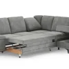 Brera divano letto angolare con contenitore in tessuto grigio
