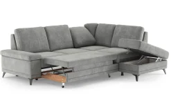 Brera divano letto angolare con contenitore in tessuto grigio