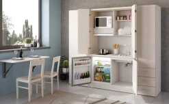 Cabrio cucina a scomparsa betulla con frigo