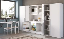 Cabrio cucina a scomparsa bianca con frigo