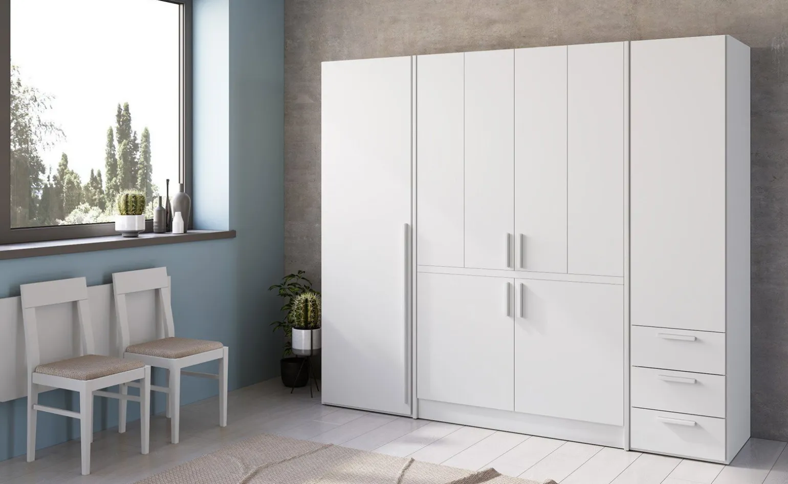 Cabrio cucina a scomparsa bianca con frigo