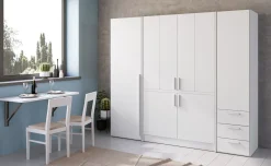 Cabrio cucina a scomparsa bianca con frigo e 2 armadi